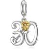 LANBEIDE Ciondoli pendenti in argento Sterling per braccialetti Pandora per 16°, 18°, 21°, 30°, 40°, 50° compleanno, con rosa dorata, da donna, Argento sterling