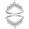Uloveido 925 Sterling Silver Round CZ Corona Anello di Fidanzamento di Nozze Guard Enhancer 2pcs V-forma Stack Anelli Set Y1027, cristallo, zirconia cubica