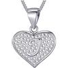 MASADA Collana in Argento 925 - Ciondolo Lettera J a forma di cuore Iniziale con Pietre Zircone - Iniziali Nome per Donna Ragazza - Catena 46 cm Confezione Borsa in Velluto