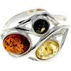 SilverAmber Jewellery - Anello regolabile in argento Sterling 925 e ambra baltica con 3 pietre - GL481A, Adjustable, Argento sterling, Ambra