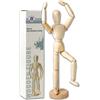 IPEA Manichino in Legno da Disegno - Altezza 30 cm - Snodabile e Flessibile - Figura in Legno con Base di Supporto per Disegnatori, Professionisti e Studenti - Manikin - Corpo Umano - Arte
