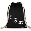 Turnbeutelliebe® Sacca sportiva con motivo zampe - cotone nero - Sacca sportiva - Zaino - Sacca in tessuto - Gym Bag - ca. 12 litri - 37 x 46 cm