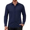 Alimens & Gentle Camicia da uomo a maniche lunghe, elasticizzata, da lavoro, in tinta unita, casual, anti-piega, anti-stiro, camicia da matrimonio con tasca, Bordeaux, M