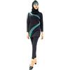 Musuly Burkini Nero E Verde - Combinazione Costume da Bagno con Velo (40)