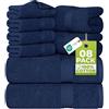Utopia Towels, Set Di Asciugamani Da 8 pezzi, 2 Asciugamani Da Bagno, 2 Asciugamani a Mano e 4 Panni Da Lavare, Altamente Assorbente Per Bagno, Palestra, Hotel e Spa (Blu navy)