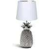 Aigostar Lampada da Comodino, Moderna Lampada da Tavolo Base in Ceramica Paralume in Stoffa, Attacco E14, 16.5 * 16.5 * 36cm Cavo 1.3 Metri, Design Ananas.