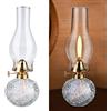 Vegena Lampada a Olio per Interni, Lampada a Olio di Vetro Trasparente Luminosità Regolabile Retrò Nostalgica, Lampada a Olio Decorativa Antivento per Soggiorno Sala da Pranzo Uso di Emergenza