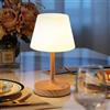 VISDANFO Lampada da tavolo a LED senza fili, impermeabile, con batteria da 4000 mAh, portatile, luce notturna ricaricabile con dimmer touch per terrazza, ristorante e bagno (venature del legno)