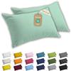 Lavea® Set 2 Federe per Cuscini da Letto 40x80 cm - Copricuscini 100% Cotone Jersey Morbidi e Traspiranti, con Cerniera YKK di Qualità, OEKO-TEX - Verde eucalipto
