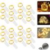GAOUTO Catena di luci a LED a batteria, 24 pezzi, 2 m, 20 LED, alimentata a batteria, in rame, luce bianca calda, per camere, interni, Natale, esterni, feste, matrimoni, fai da te (bianco caldo, 24 pezzi)
