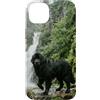 Dog Breed Landscape Studio Custodia per iPhone 14 Plus Scena della foresta della scogliera della cascata del cane di Terranova