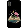 Wildflower Book Nerd Graphic Reading Ent Custodia per iPhone X/XS Wildflowers Book Lover Lettura Estetica Floreale Libri Reader