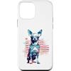4th of July Dog Designs Custodia per iPhone 12 mini Cane Chihuahua Bandiera Americana 4 Luglio Strisce Stelle Fuochi D'artificio