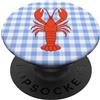 Beach Summer Gingham Pattern Blu Gingham Costiera Aragosta Spiaggia Estetica Estetica PopSockets PopGrip Adesivo