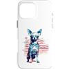 4th of July Dog Designs Custodia per iPhone 16 Pro Max Cane Chihuahua Bandiera Americana 4 Luglio Strisce Stelle Fuochi D'artificio