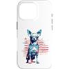 4th of July Dog Designs Custodia per iPhone 16 Pro Cane Chihuahua Bandiera Americana 4 Luglio Strisce Stelle Fuochi D'artificio