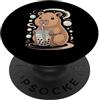 Milktea Boba Pearl Lover Gifts Capybara Drinking Boba Tea PopSockets PopGrip Adesivo