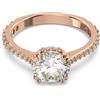 Swarovski Anello cocktail Constella, Taglio tondo, Pavé, Bianco, Placcato color oro rosa