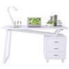 Techly Scrivania per Computer con Tre Cassetti Bianco opaco effetto legno