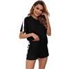 Ietaoo Donna Pigiama,Pigiami Due Pezzi da Donna,Cotone Pigiama Estivo Donna Corto Tuta Pigiama Blu Navy S