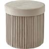 Relaxdays Sgabello Relaxdays in Velluto, con Spazio Interno, Imbottito, Pieghevole, HxP: 38 x 38 cm, Sgabello Rotondo, Beige