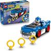 LEGO Sonic the Hedgehog: Sonic: Fulmine Supersonico - Macchina Giocattolo con Minifigure, Chaos Emerald e 3 Anelli d'Oro - Idea Regalo per Gamer, Bambini e Bambine da 7 Anni in su - 77117