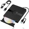 Wbacon Lettore Blu Ray esterno, USB 3.0 e lettore Blu Ray Type-C con cavo dati di estensione, lettore Blu Ray DVD/CD/BD portatile, lettore Bluray 3D ottico compatibile con Window Macos per Macbook, laptop