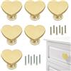 YYMSEN 6 pomelli in ottone a forma di cuore dorati, adatti per cassetti del bagno e della cucina