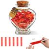 YeaHapiday 50 Capsule Messaggio in una Bottiglia con Cuore di Vetro Regalo San Valentino per Lui, Lettere d'Amore Fai-da-Te per Riempire, Regalo per Anniversario, Fidanzamento, Compleanno per Coppie