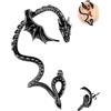 6ixGosh 1 paio di orecchini gotici a forma di drago, in acciaio inox, stile retrò, stile punk, serpente, drago, pesce, coccodrillo, orecchini per cartilagine rampicante, orecchini a perno per donne e
