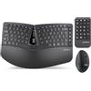Perixx PERIDUO-606A, tastiera ergonomica compatta wireless 3 in 1 con mouse verticale e tastierino numerico, poggiapolsi regolabile, rotella inclinabile, tasti a basso profilo a membrana