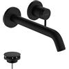 hansgrohe Tecturis S - Rubinetto lavabo a incasso per montaggio a parete, Miscelatore lavabo risparmio idrico (EcoSmart) con bocca di erogazione 22,5 cm, nero opaco, 73351670