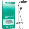 hansgrohe Raindance Alive S Puro - Colonna doccia con miscelatore termostatico, Sistema doccia con rubinetto, doccetta (3 getti), tubo, asta e soffione doccia, cromo nero spazzolato, 24592340