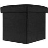 INTIRILIFE Pouf Pieghevole 30x30x30 cm in Nero Diamante - Cassapanca Cubo Contenitore Imbottito de Tessuto a l'Ottica Lino con Coperchio - Ottomane Poggapiedi Sgabello Panca Poltrona