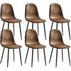 Homy Casa FurnitureR Set di 6 sedie da pranzo in finta pelle scamosciata in stile scandinavo da cucina per sala da pranzo, colore marrone