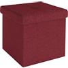 INTIRILIFE Pouf Pieghevole 30x30x30 cm in Rosso Granato - Cubo Sedile con vano portaoggetti e Rivestimento in Tessuto con cavità - Cubo Sedile Contenitore poggiapiedi Contenitore Pouf pettorale