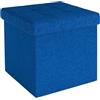 INTIRILIFE Sgabello pieghevole 30x30x30 cm in blu - Cubo di seduta con coperchio e vano portaoggetti in tessuto con incavi - Cubo di seduta poggiapiedi richiudibile cassetto portaoggetti sgabello