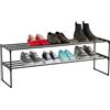 Relaxdays scaffale per Scarpe, 2 Ripiani, Sistema a Incastro, HxLxP: 38x117x30 cm, Ripiani in Metallo, Nero
