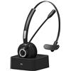 Funtuan Auricolare Bluetooth per ufficio con microfono,Cuffie Bluetooth senza fili,Cuffie Bluetooth Trucker con cancellazione del rumore, auricolare vivavoce con dock di ricarica per call center, casa,PC