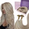 Fshine Extension Capelli Veri Cheratina 50g 45cm Balayage Biondo Cenere | Exstescion Capelli Veri Cheratina, Punte in Cheratina Preapplicate, Morbidi e Setosi, Volume e Lunghezza, Per Uso Quotidiano