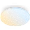 BRILONER - Plafoniera LED con telecomando, dimmerabile CCT con effetto cielo stellato, 24W 2600 lm molto luminosa, plafoniera camera da letto, plafoniere, lampadario, 34 x 6 cm, Bianco