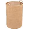 WENKO Cesto portabiancheria Juna rotondo 100% iuta per raccogliere la biancheria sporca in bagno e in camera da letto, cesta con due impugnature per semplificare il trasporto, Ø 38 x 55 cm, marrone