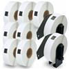 BETCKEY - 10 Rotoli DK-11203 Etichette per Raccoglitori Compatibile con Brother, 17mm x 87mm, 3000 Etichette per Stampanti di Etichette Brother QL (2 Portaetichette Riutilizzabili)