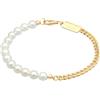 Kuzzoi Buddha - Bracciale da uomo in argento sterling 925 placcato oro e perle di conchiglia, lunghezza 19-21 cm, Argento sterling