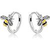 Clearine 925 Argento Bee Orecchini Vintage Smalto Zirconia cubica Bumblebee Hoop per Donne Teen Girls