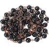 Nazareth Store Collana rosario con perline in pietra naturale Design in rame antico Medaglia del suolo sacro e croce in sacchetto di velluto - Rosari cattolici Terra Santa Gerusalemme (Ossidiana Nera)