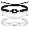 J.Fée 2Pcs Bracciale Donna Intrecciato, Bracciali Coppia Bracciale Amicizia Regolabile, Bracciali Nodo D'Amore, Regalo Donna Regali Di Coppia Regalo Amica Compleanno, Nero+Bianco