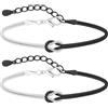 J.Fée 2Pcs Bracciale Donna Argento 925, Bracciali Coppia Bracciale Amicizia Regolabile, Bracciali Nodo D'Amore, Regalo Donna Regali Di Coppia Regalo Amica Compleanno, 2 Acciaio Nero