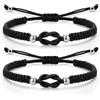 J.Fée 2Pcs Bracciale Donna Intrecciato, Bracciali Coppia Bracciale Amicizia Regolabile, Bracciali Nodo D'Amore, Regalo Donna Regali Di Coppia Regalo Amica Compleanno, 2 Nero