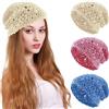 KABAKE Cappello da donna in cotone all'uncinetto fatto a mano a maglia floreale slouchy beanie lavorato a maglia traforato berretto estivo, 5-8